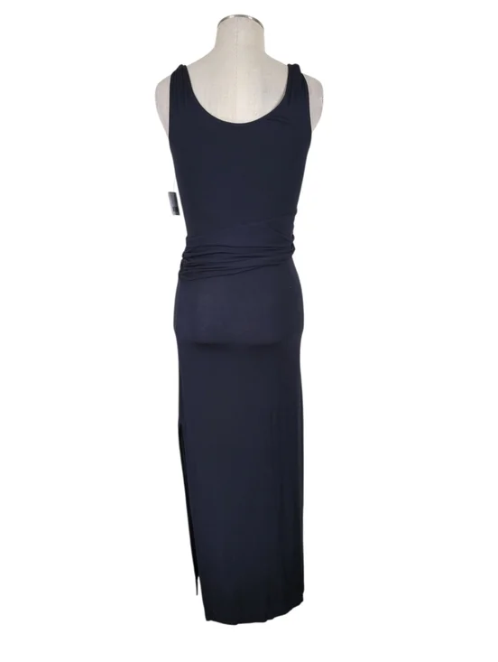 Tahari Luka Maxi Dress Size XS Black Twisted Straps Ruched Waist 22" Slit New - Picture 5 of 11